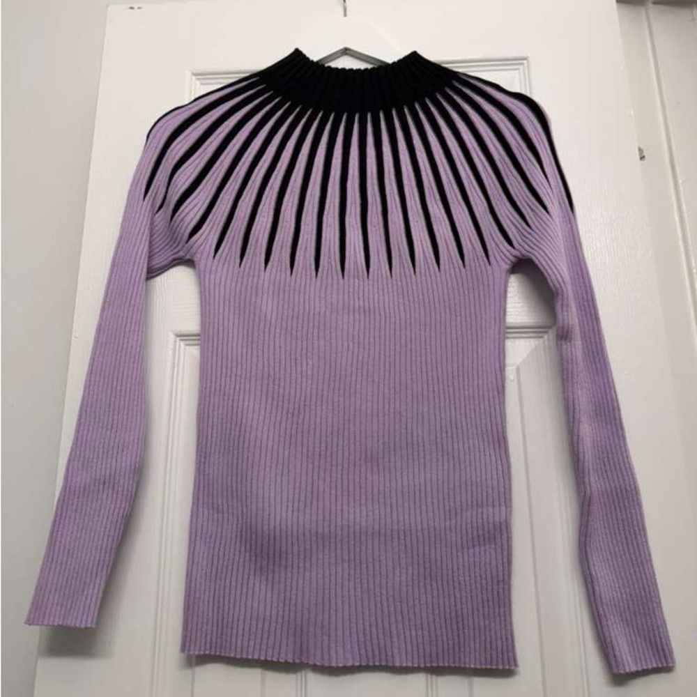NWOT, Purple and Black Ribbed Sweater Dress y.